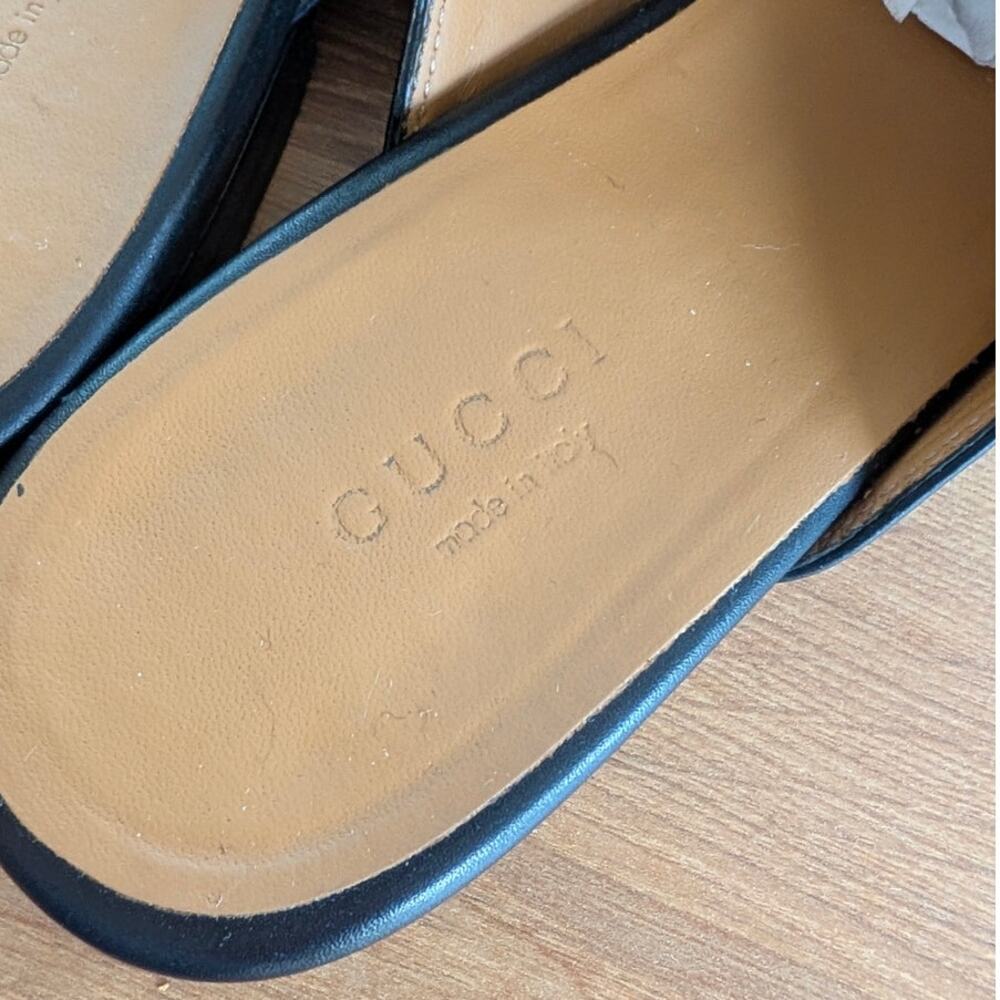 Gucci Princetown Leather Mule Loafer Slipper Womens EU 38/US 8 Black Italy Flat - Picture 5 of 12